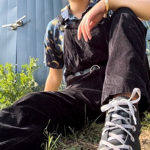 Old Navy tall velvet overalls mom style jeans